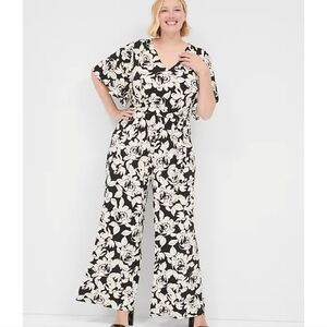 Lane Bryant Blk/white Floral Jumpsuit. Sz 14/16.  New